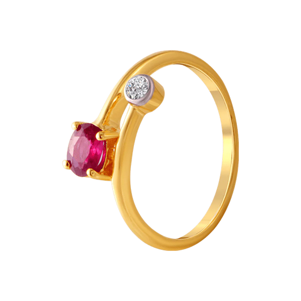 18KT (750) Yellow Gold And Diamond Ring For Women - Image 3