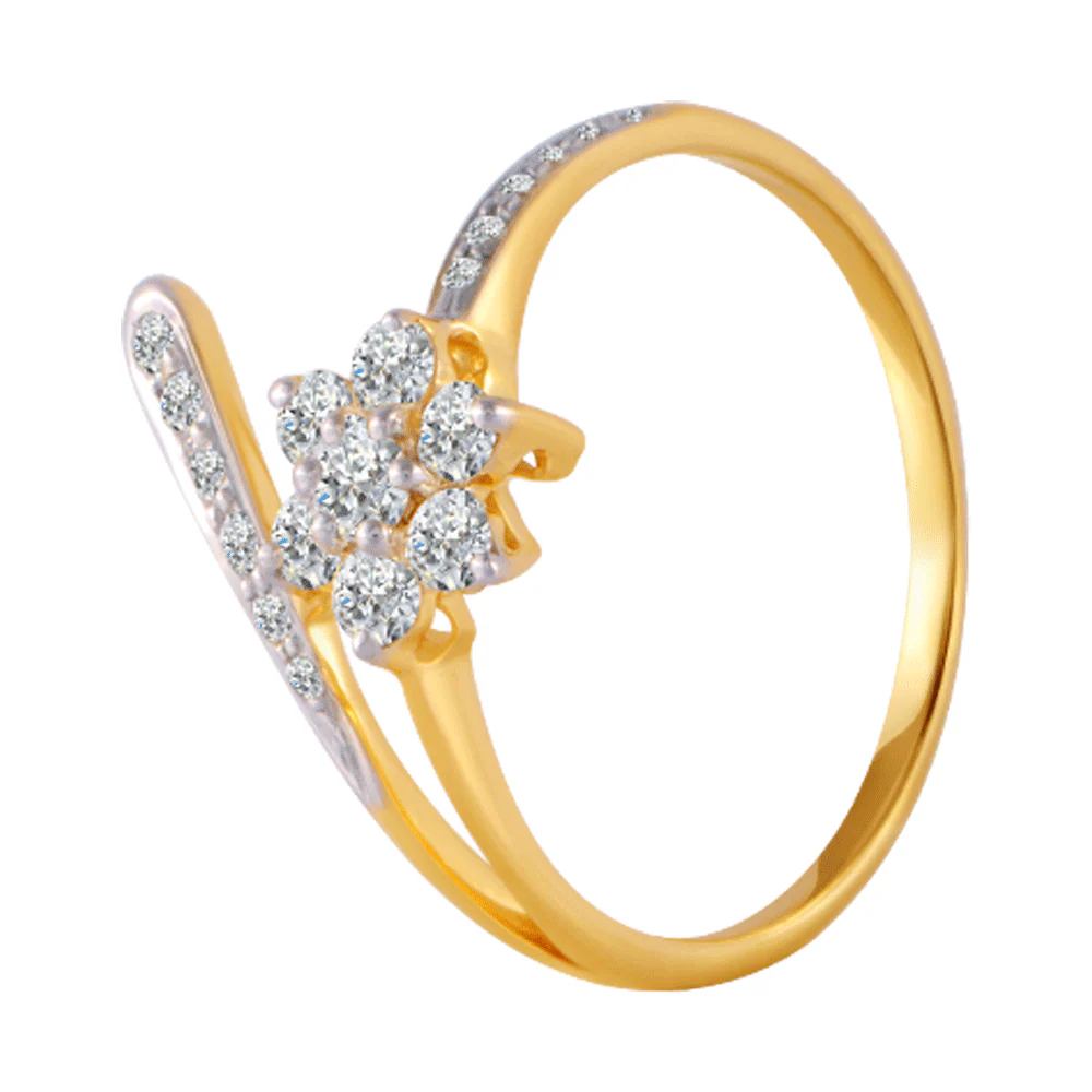 18KT (750) Yellow Gold And Diamond Ring For Women - Image 3