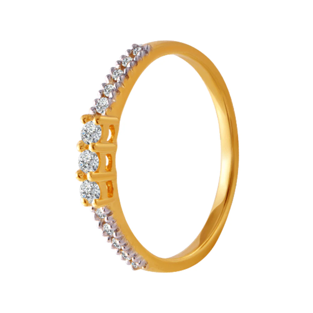 18KT (750) Yellow Gold And Diamond Ring For Women - Image 3