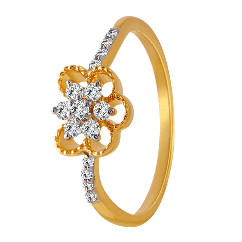 18KT (750) Yellow Gold And Diamond Ring For Women - Image 3