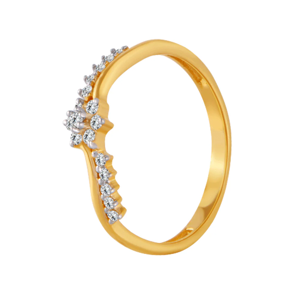 18KT (750) Yellow Gold And Diamond Ring For Women - Image 3