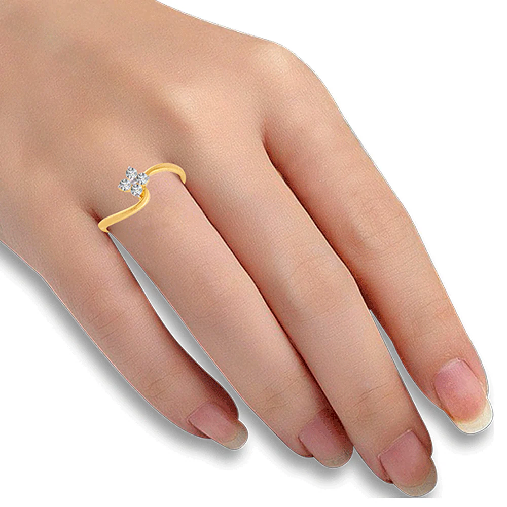 18KT (750) Yellow Gold And Diamond Ring For Women - Image 2