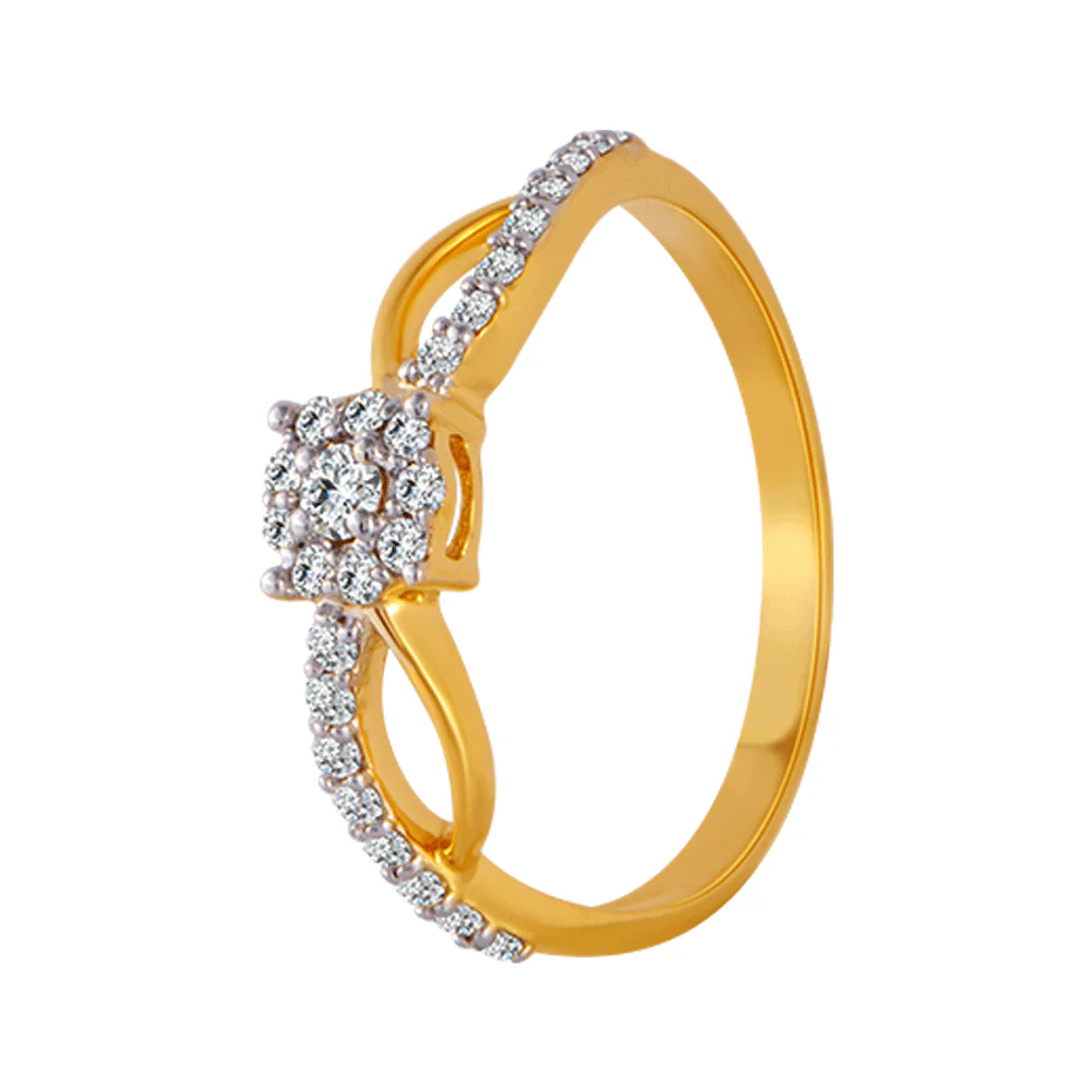 18KT (750) Yellow Gold And Diamond Ring For Women - Image 3