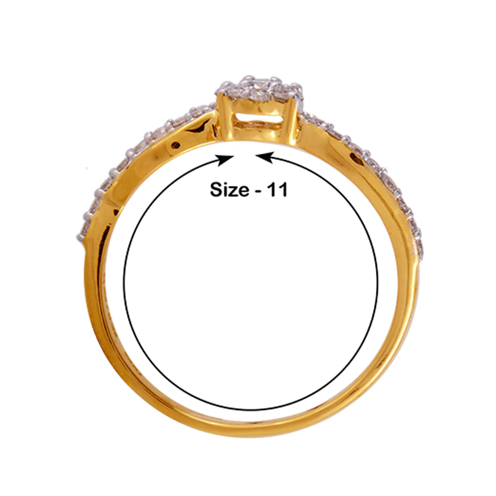 18KT (750) Yellow Gold And Diamond Ring For Women - Image 4