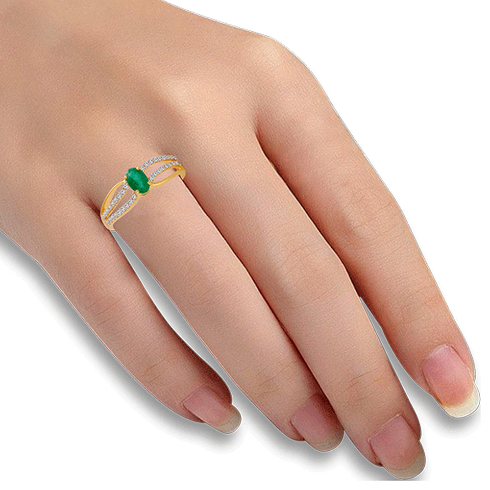 18KT (750) Yellow Gold And Diamond Ring For Women - Image 2