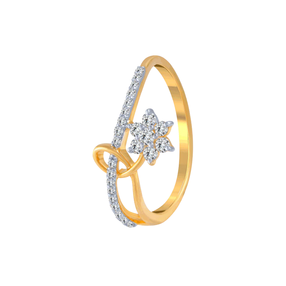 18KT (750) Yellow Gold And Diamond Ring For Women