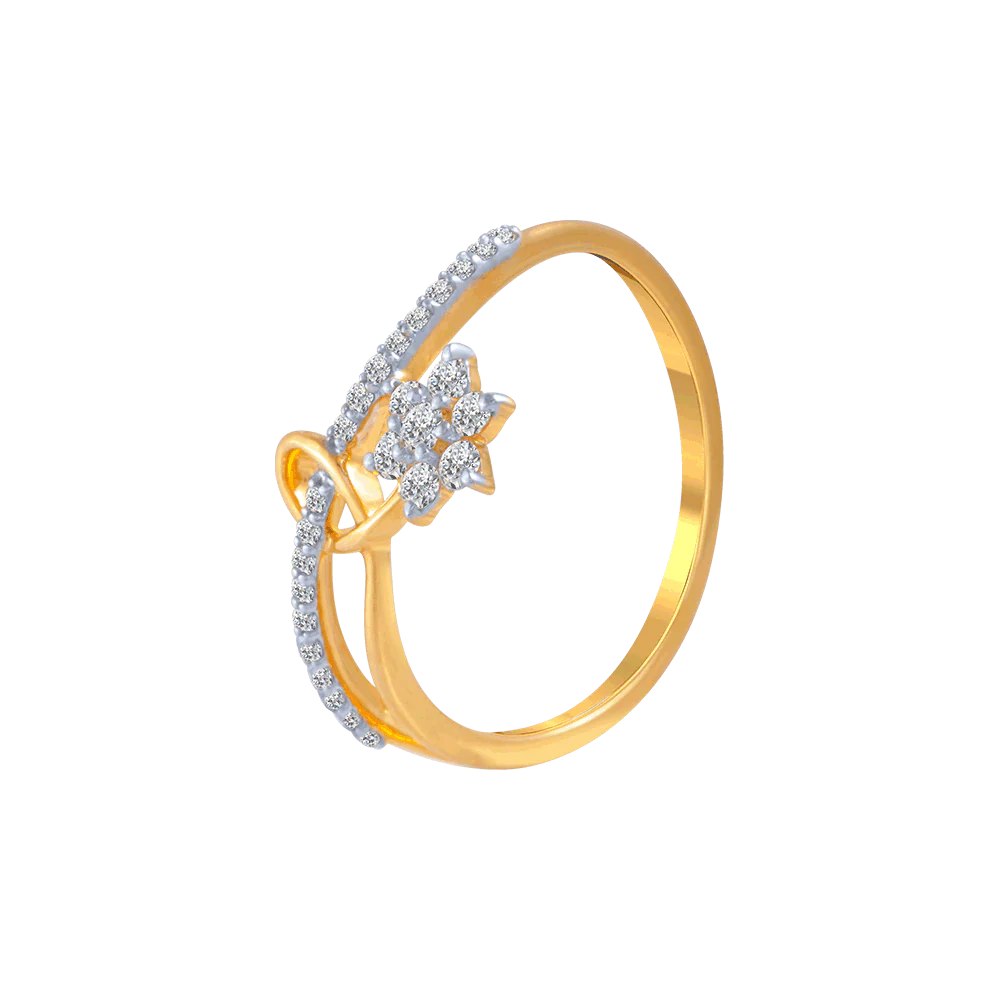 18KT (750) Yellow Gold And Diamond Ring For Women - Image 3