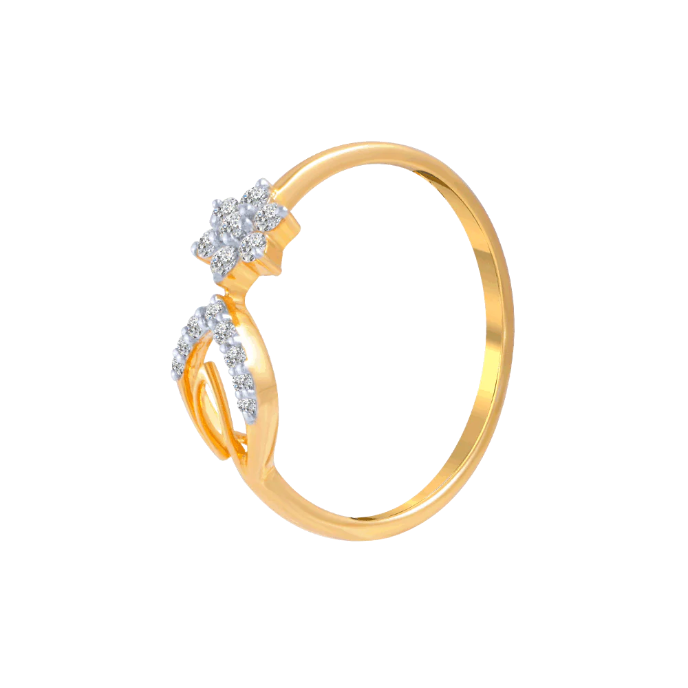 18KT (750) Yellow Gold And Diamond Ring For Women - Image 3