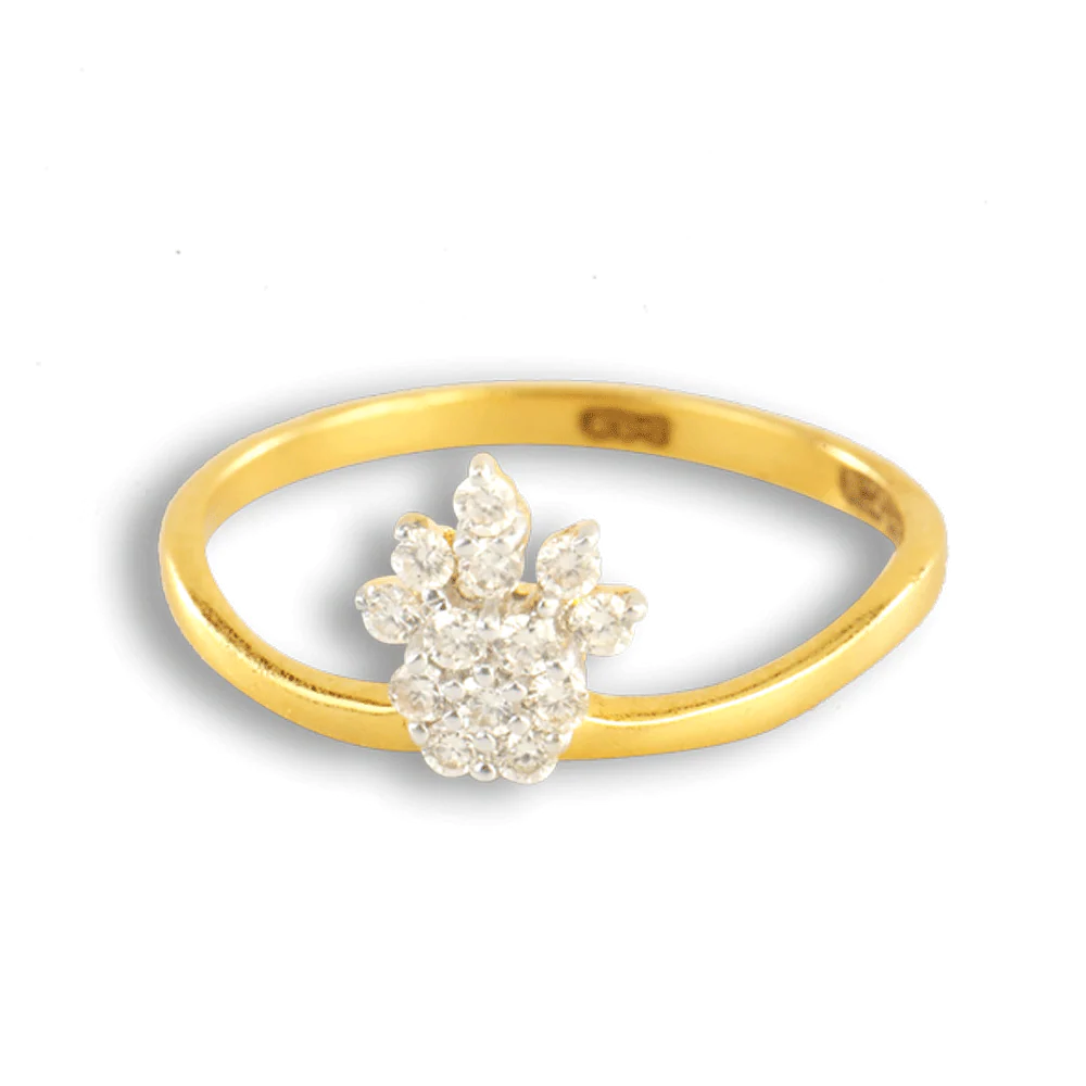 18KT (750) Yellow Gold And Diamond Ring For Women