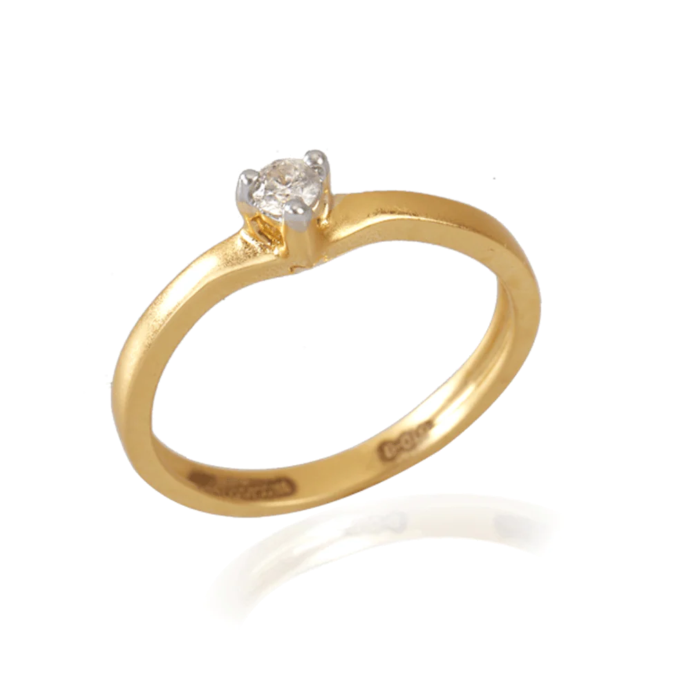 18KT (750) Yellow Gold And Diamond Ring For Women