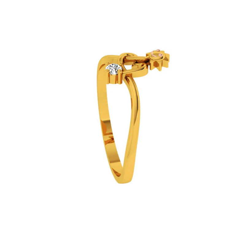 18KT (750) Yellow Gold And Diamond Ring For Women - Image 8