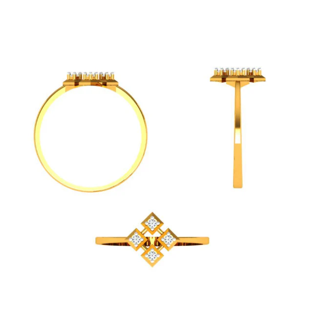 18KT (750) Yellow Gold And Diamond Ring For Women - Image 4