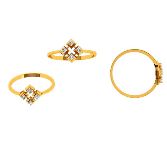 18KT (750) Yellow Gold And Diamond Ring For Women - Image 5