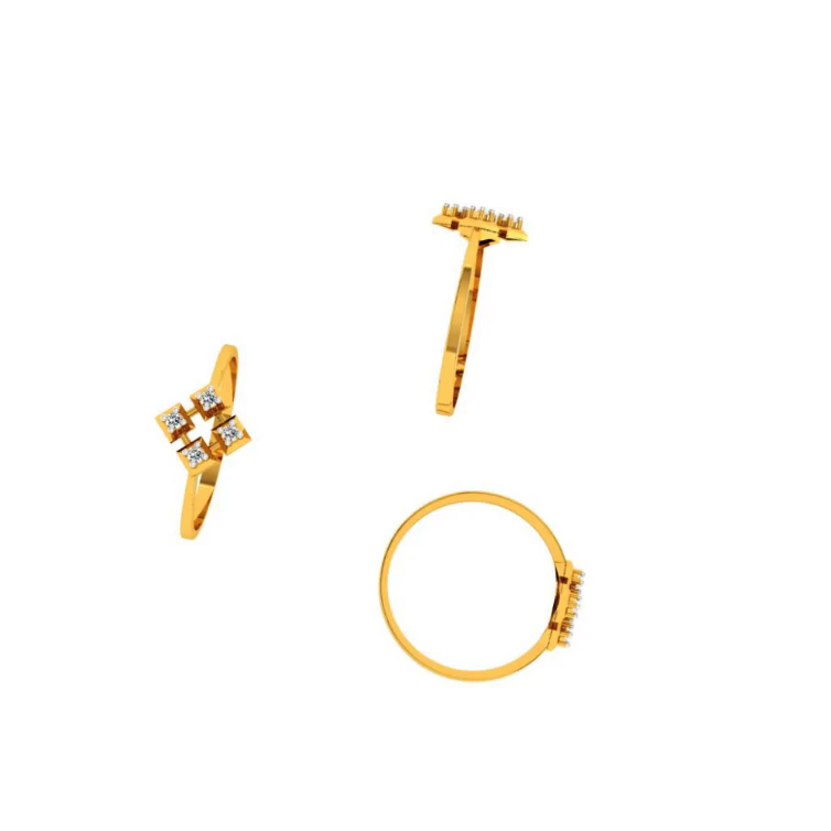 18KT (750) Yellow Gold And Diamond Ring For Women - Image 6