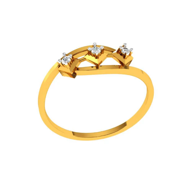 18KT (750) Yellow Gold And Diamond Ring For Women - Image 2