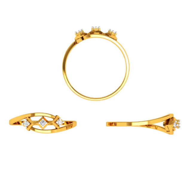 18KT (750) Yellow Gold And Diamond Ring For Women - Image 5