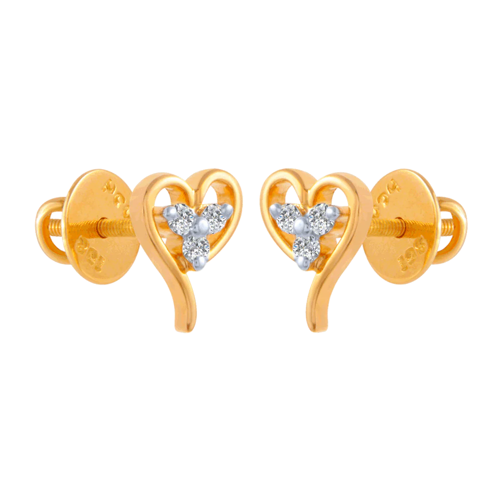 18KT (750) Yellow Gold And Diamond Stud Earrings For Women - Image 2