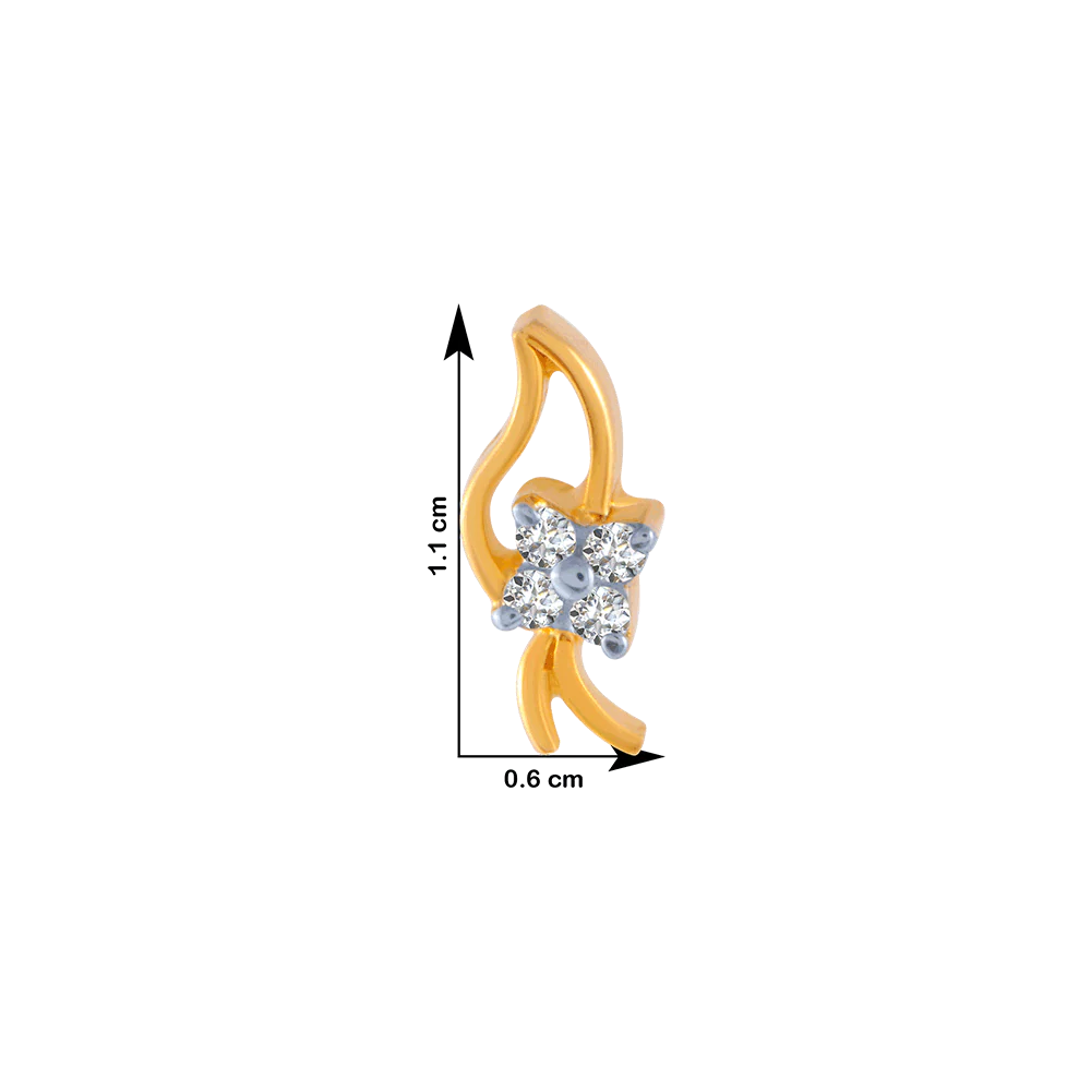 18KT (750) Yellow Gold And Diamond Stud Earrings For Women - Image 4