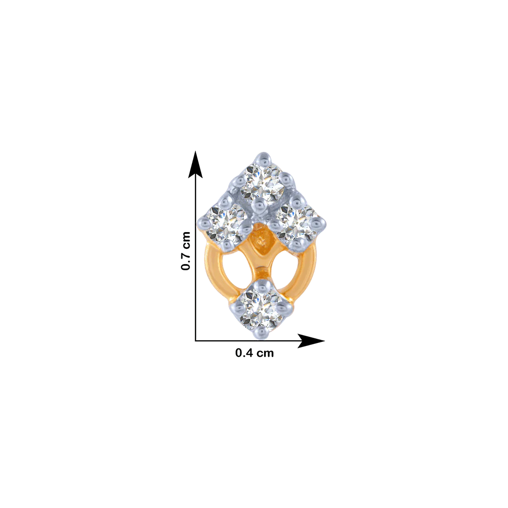 18KT (750) Yellow Gold And Diamond Stud Earrings For Women - Image 4