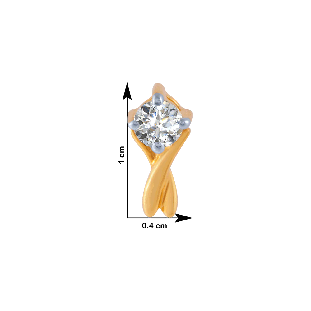 18KT (750) Yellow Gold And Diamond Stud Earrings For Women - Image 4