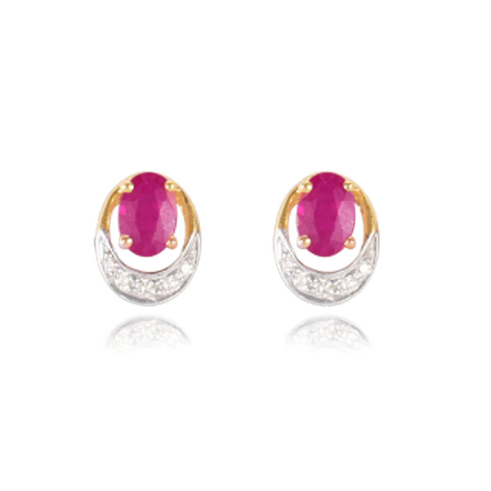 18KT (750) Yellow Gold And Diamond Stud Earrings For Women