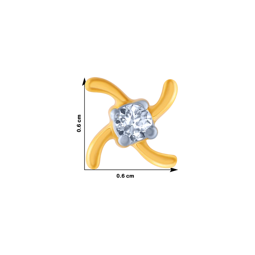 18KT (750) Yellow Gold And Diamond Stud Earrings For Women - Image 4