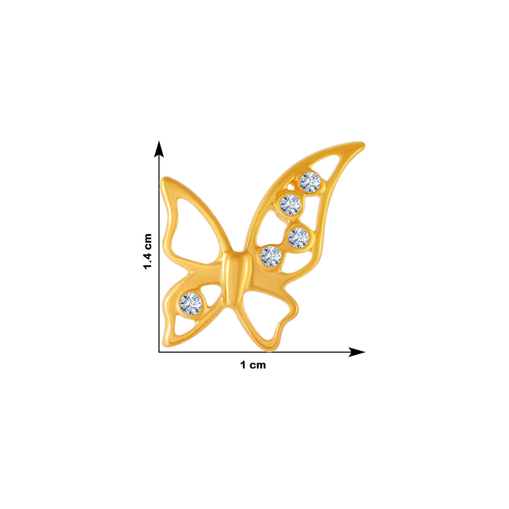 18KT (750) Yellow Gold And Diamond Stud Earrings For Women - Image 4
