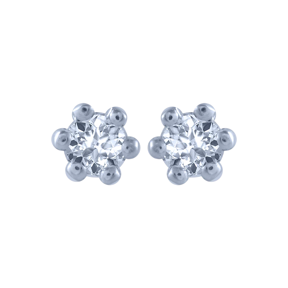 18KT (750) Yellow Gold And Diamond Stud Earrings For Women