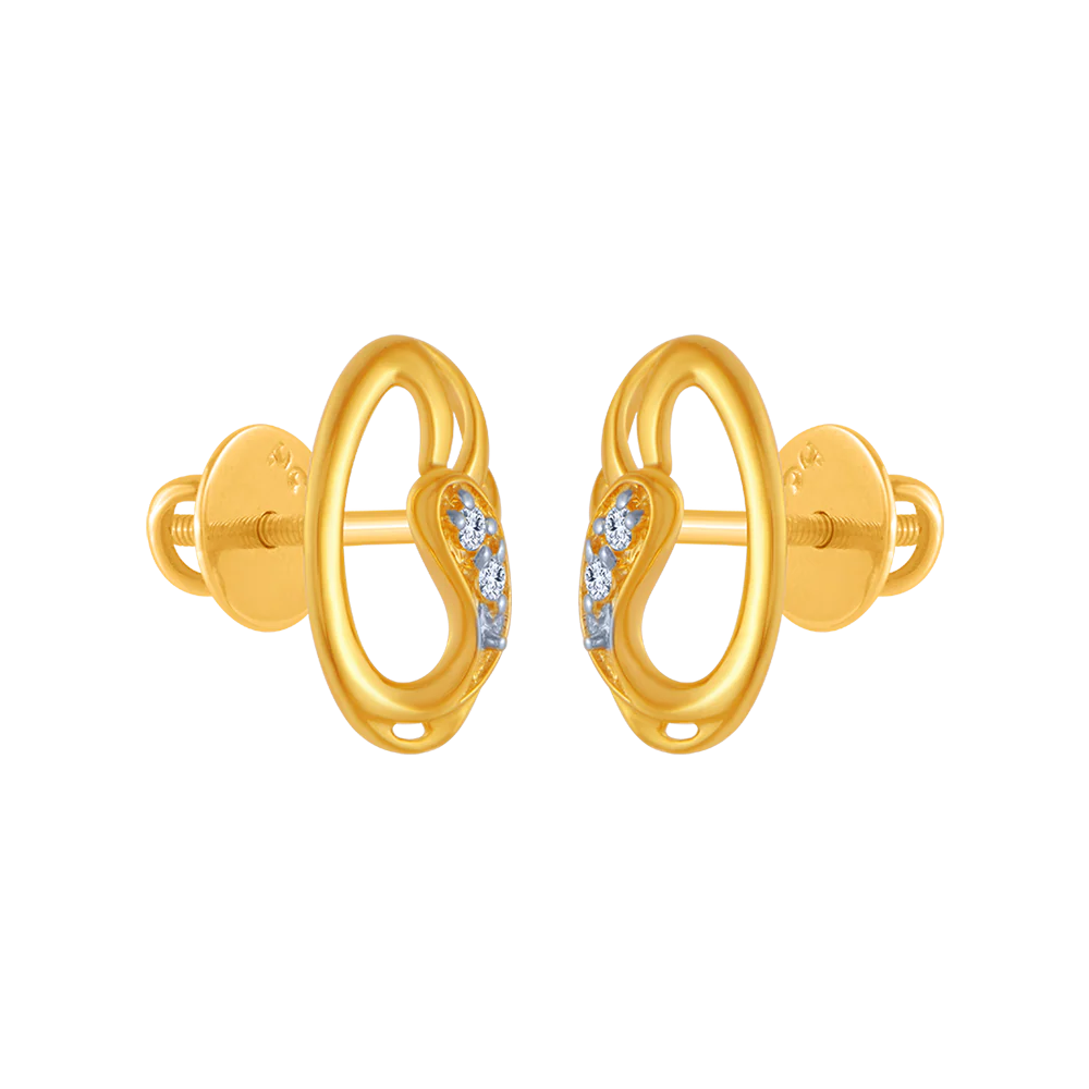 18KT (750) Yellow Gold And Diamond Stud Earrings For Women - Image 3