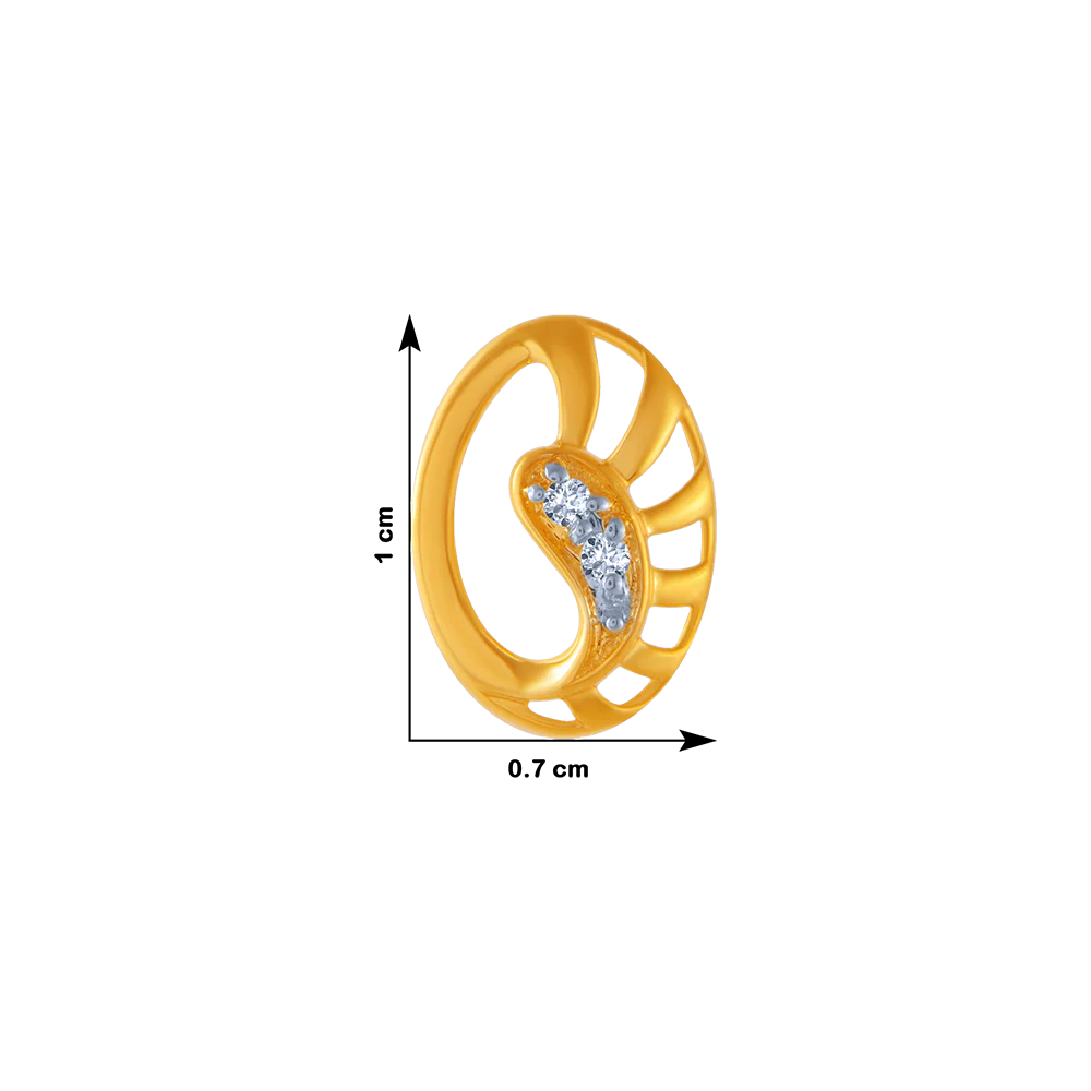18KT (750) Yellow Gold And Diamond Stud Earrings For Women - Image 4
