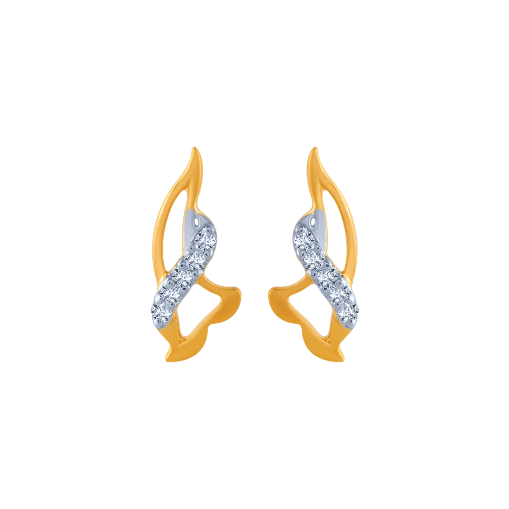 18KT (750) Yellow Gold And Diamond Stud Earrings For Women