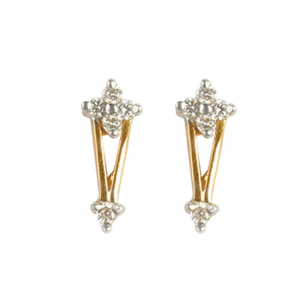 18KT (750) Yellow Gold And Diamond Stud Earrings For Women