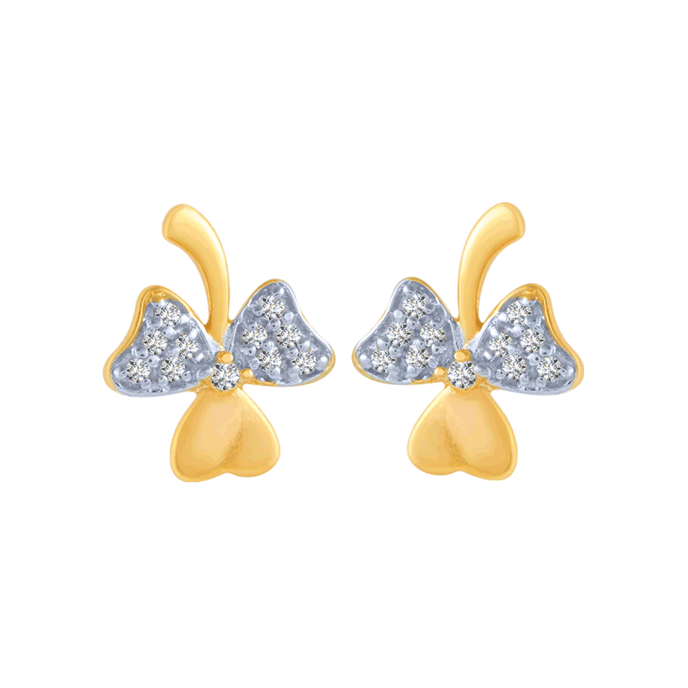 18KT (750) Yellow Gold And Diamond Stud Earrings For Women