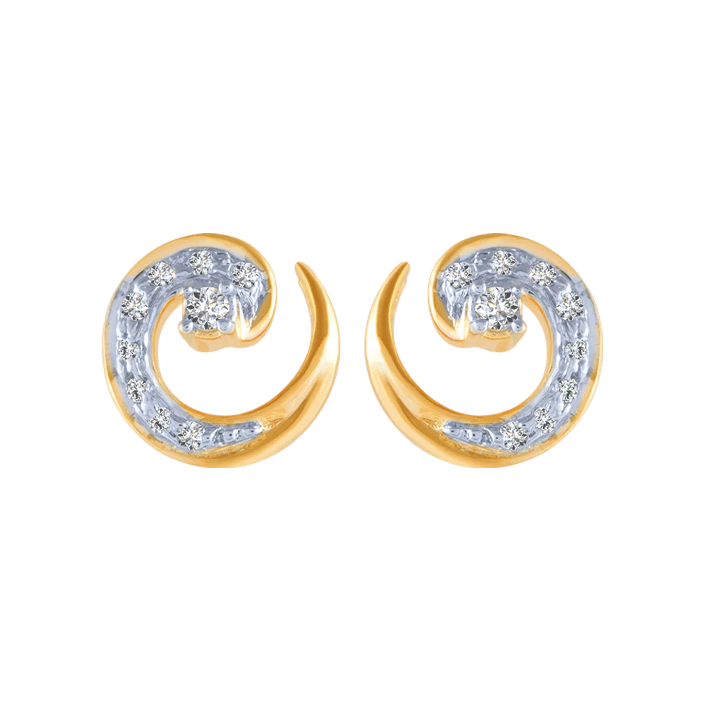 18KT (750) Yellow Gold And Diamond Stud Earrings For Women