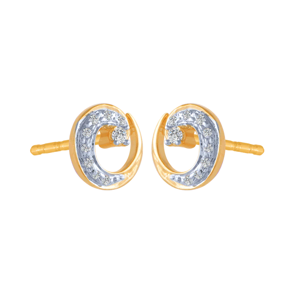 18KT (750) Yellow Gold And Diamond Stud Earrings For Women - Image 3