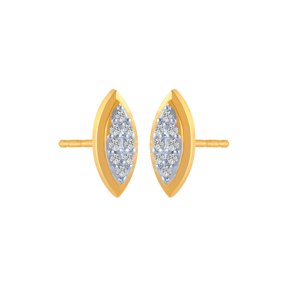 18KT (750) Yellow Gold And Diamond Stud Earrings For Women - Image 3