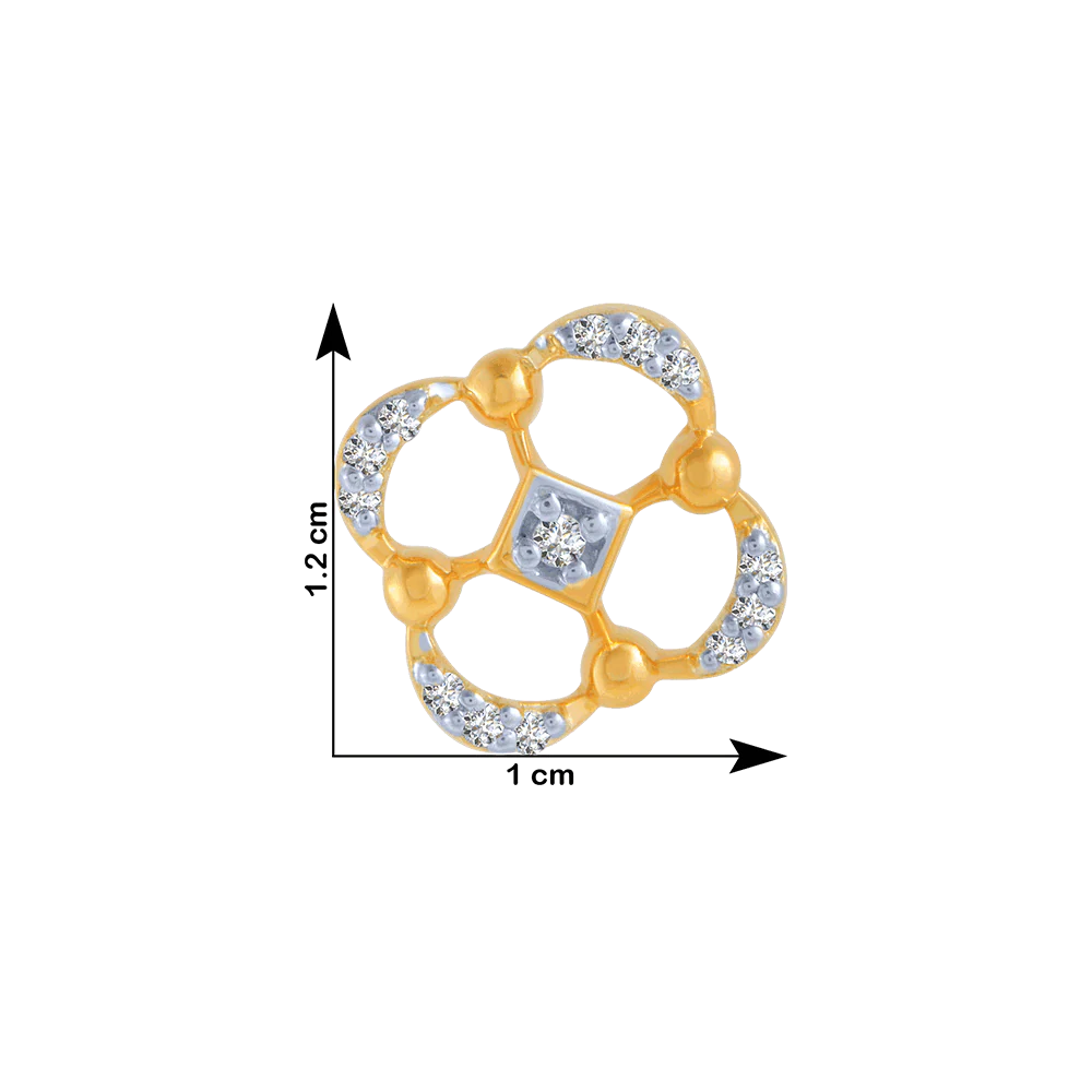 18KT (750) Yellow Gold And Diamond Stud Earrings For Women - Image 4