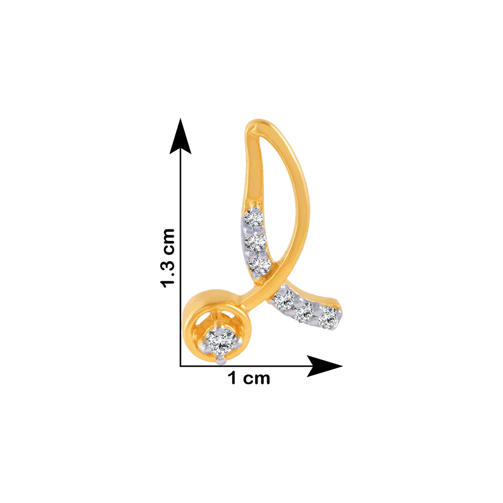 18KT (750) Yellow Gold And Diamond Stud Earrings For Women - Image 3
