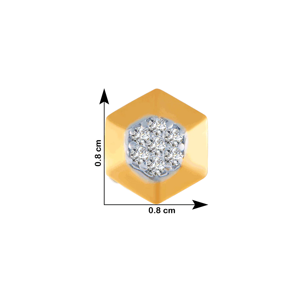 18KT (750) Yellow Gold And Diamond Stud Earrings For Women - Image 4