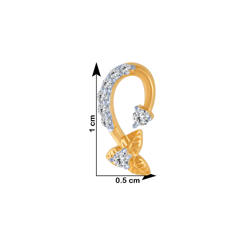 18KT (750) Yellow Gold And Diamond Stud Earrings For Women - Image 4