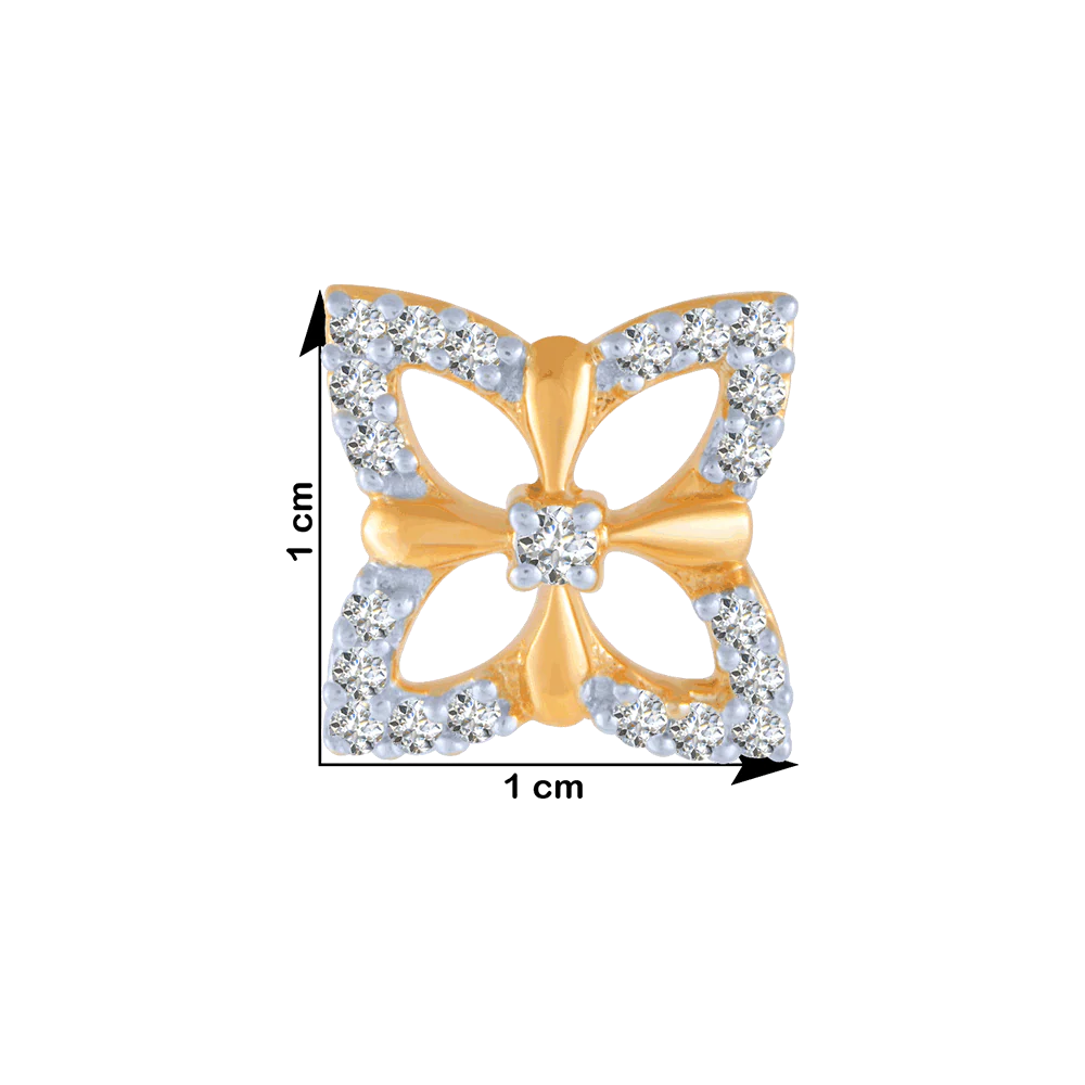 18KT (750) Yellow Gold And Diamond Stud Earrings For Women - Image 4