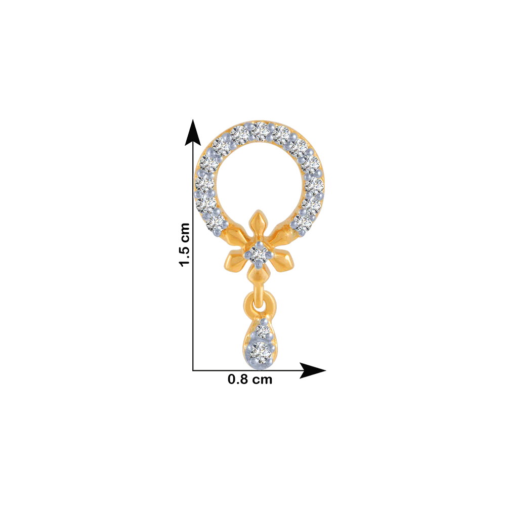 18KT (750) Yellow Gold And Diamond Stud Earrings For Women - Image 4