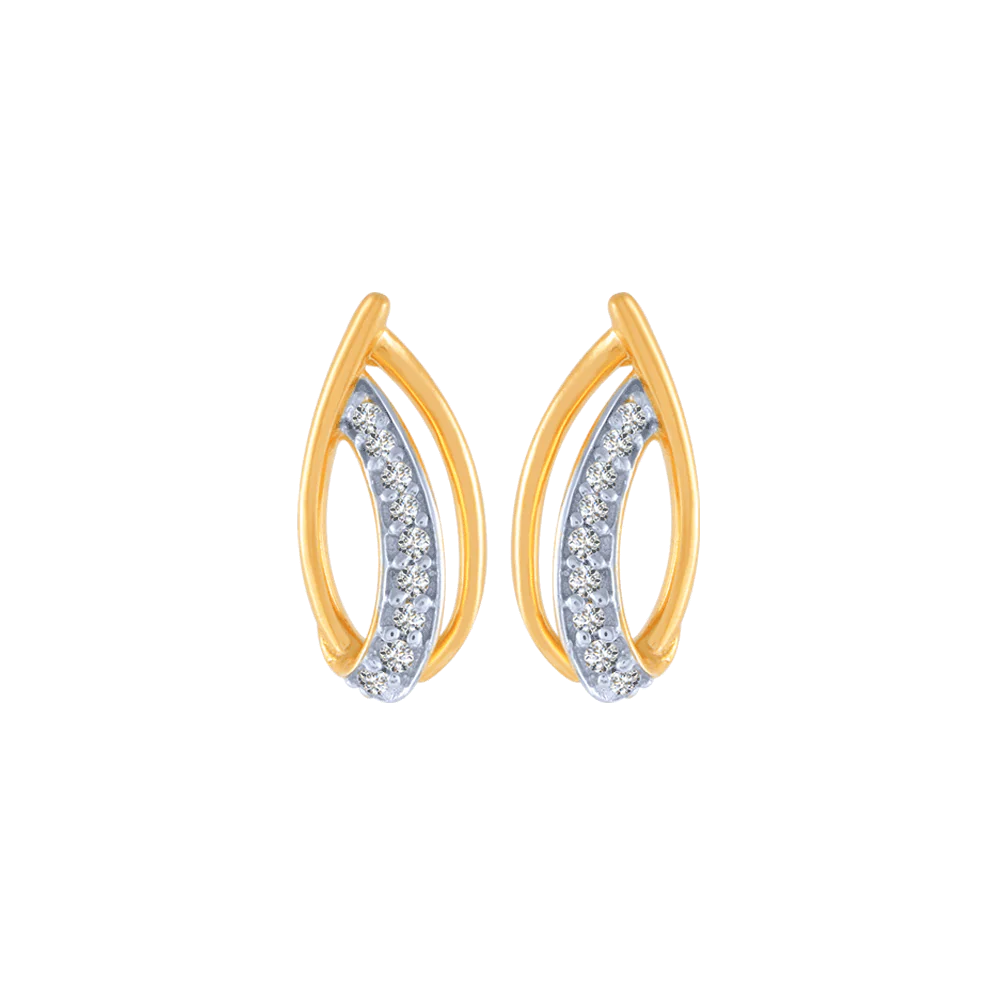 18KT (750) Yellow Gold And Diamond Stud Earrings For Women