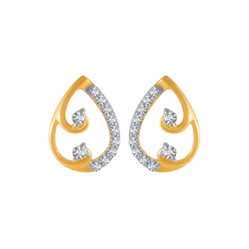 18KT (750) Yellow Gold And Diamond Stud Earrings For Women