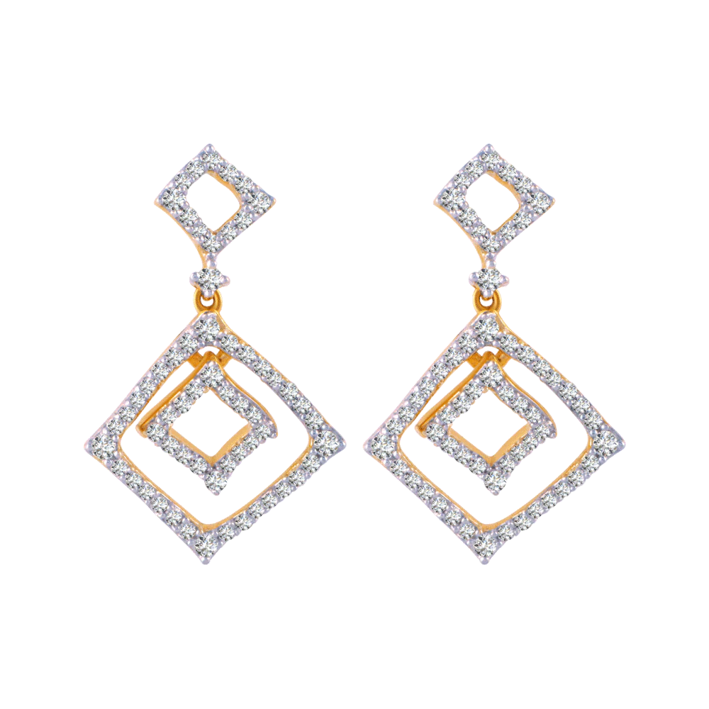 18KT (750) Yellow Gold And Solitaire Jhumki Earrings For Women