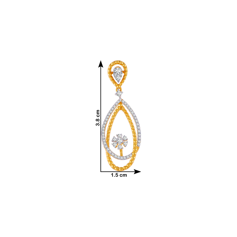 18KT (750) Yellow Gold And Solitaire Jhumki Earrings For Women - Image 3