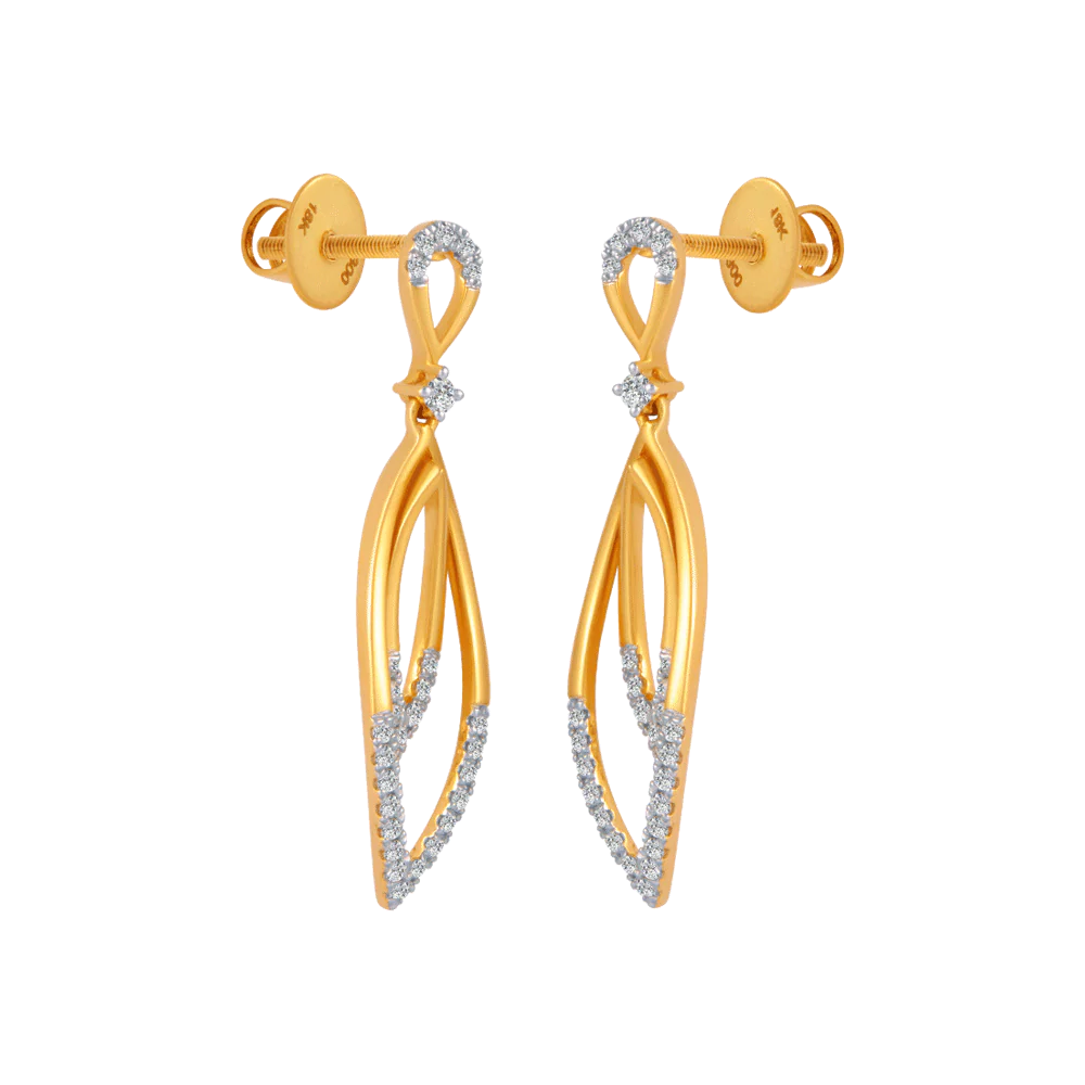 18KT (750) Yellow Gold And Solitaire Jhumki Earrings For Women - Image 3