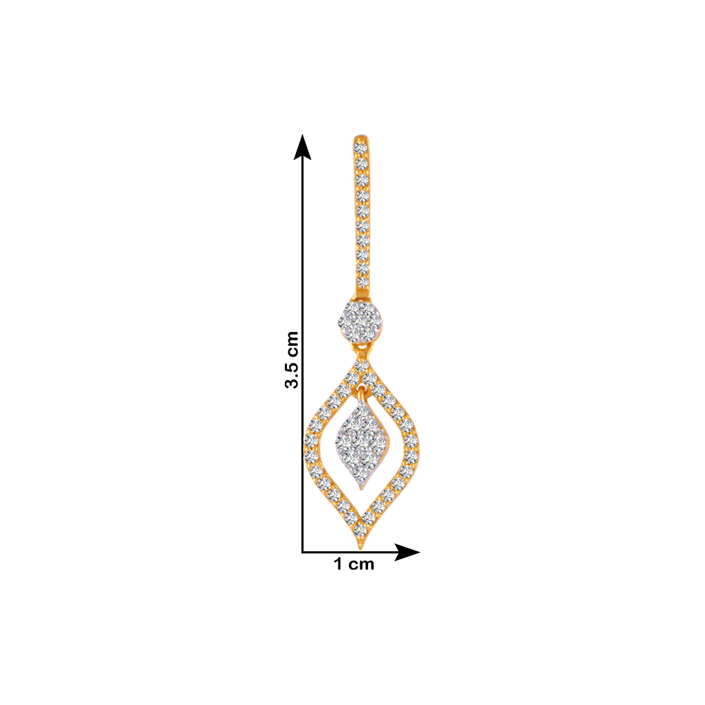 18KT (750) Yellow Gold And Solitaire Jhumki Earrings For Women - Image 4