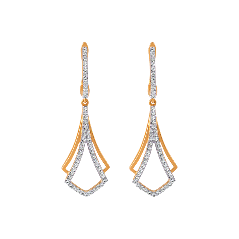 18KT (750) Yellow Gold & Diamond Solitaire Jhumki Earrings for Women – Elegant Designer Drop Style