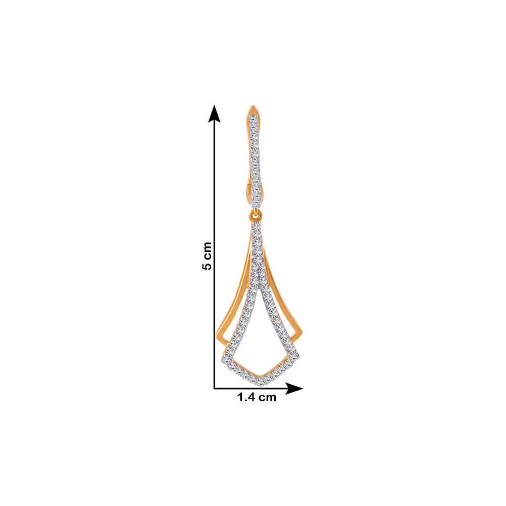 18KT (750) Yellow Gold & Diamond Solitaire Jhumki Earrings for Women – Elegant Designer Drop Style - Image 4
